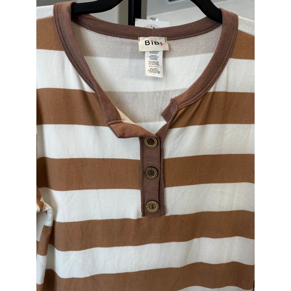 BiBi NWT Soft Striped Henley - Picture 4 of 5